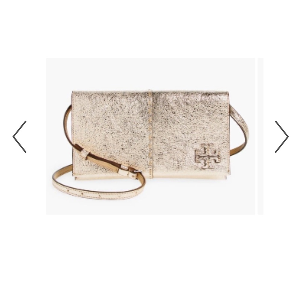 NWOT Tory Burch Mcgraw Metallic Wallet Crossbody